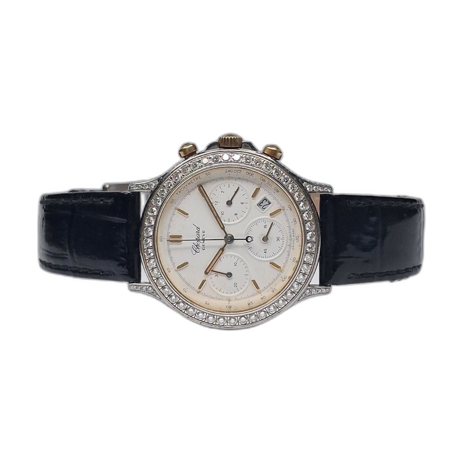 Chopard Genève Chronograph Watch with Diamond-Set Bezel