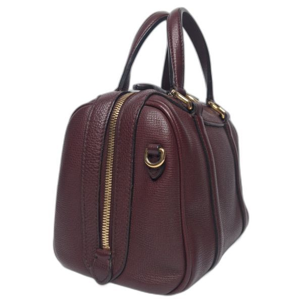 Burberry Burgundy Leather Bowling Bag