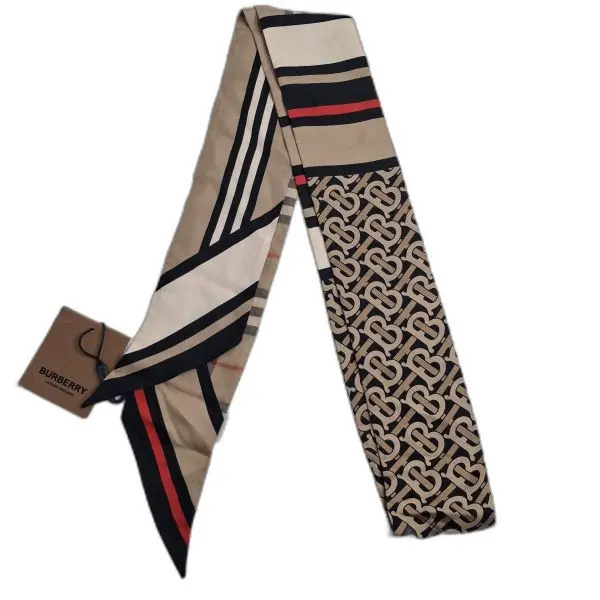 Burberry Icon Stripe Silk Skinny Scarf