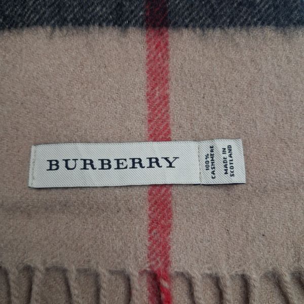 Burberry Camel Nova Check Cashmere Fringed Scarf