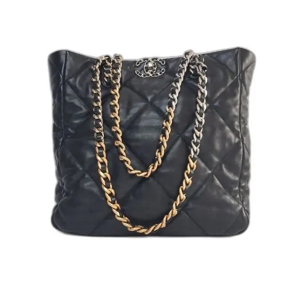 Chanel Black Quilted Chain Tote Bag