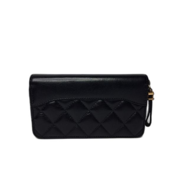 Chanel Black Quilted Zip Wallet