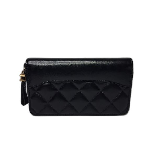 Chanel Black Quilted Zip Wallet