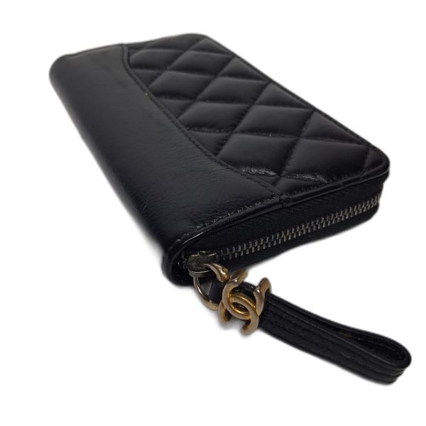 Chanel Black Quilted Zip Wallet
