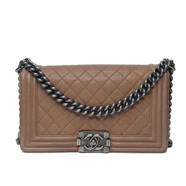 Chanel Boy Bag Tan Caviar