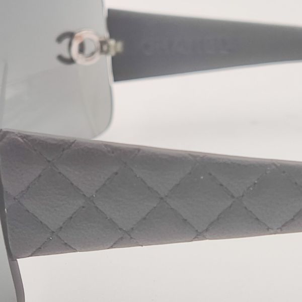 Chanel Quilted Leather Temple 4157-Q Shield Sunglasses