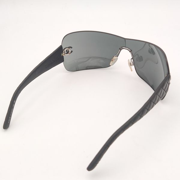 Chanel Quilted Leather Temple 4157-Q Shield Sunglasses