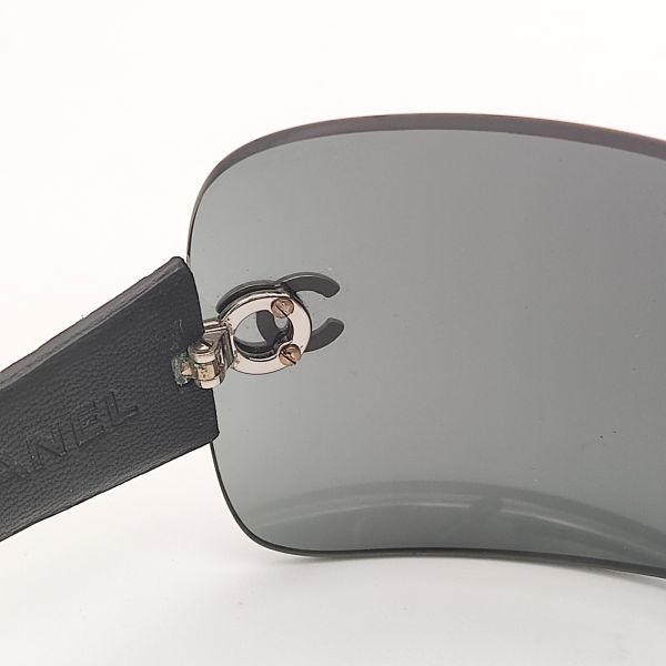 Chanel Quilted Leather Temple 4157-Q Shield Sunglasses