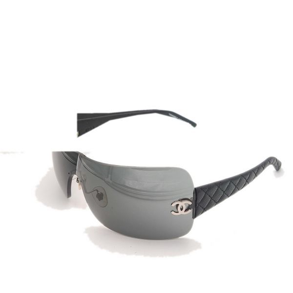 Chanel Quilted Leather Temple 4157-Q Shield Sunglasses