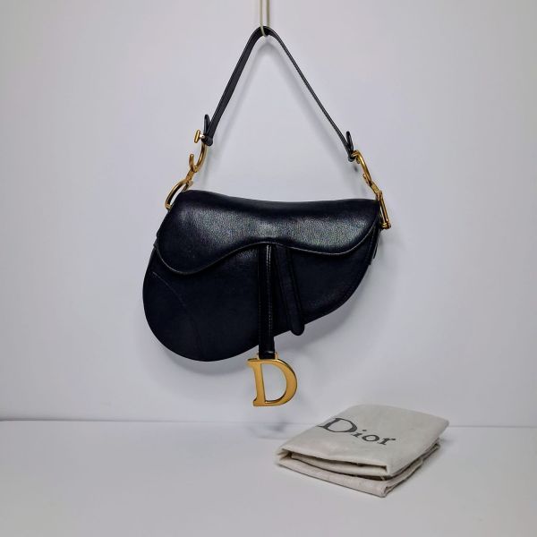 Christian Dior Black Saddle Bag