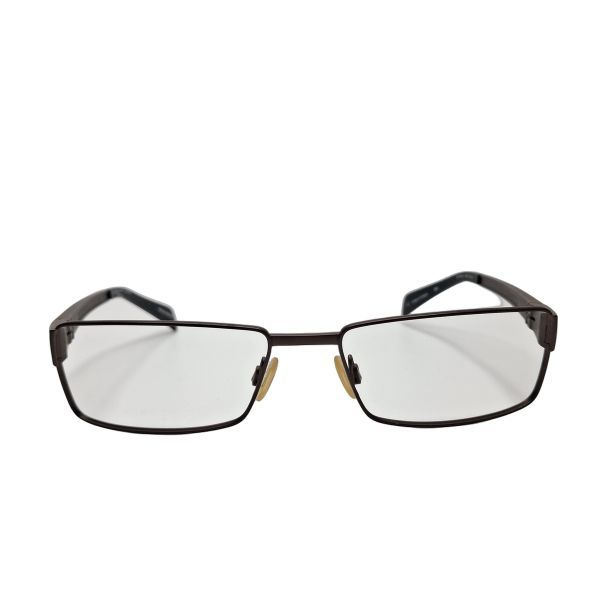 Cogan Titanium Rectangular Eyeglasses, Brown/Black Frame