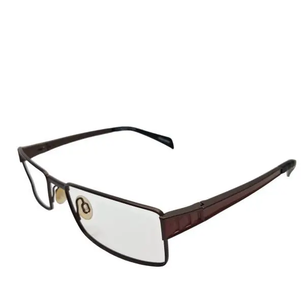 Cogan Titanium Rectangular Eyeglasses, Brown/Black Frame