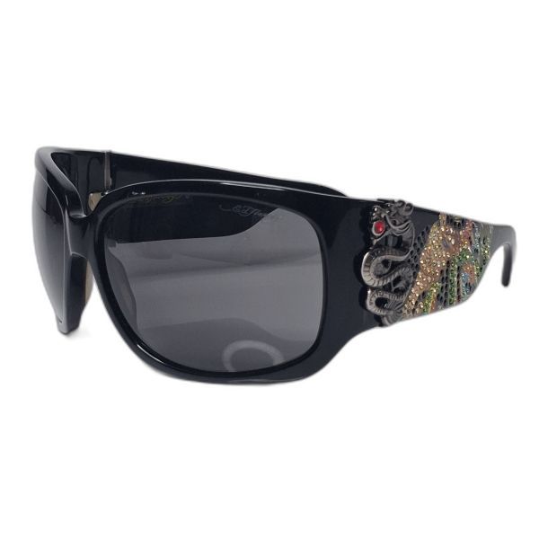 Ed Hardy EHS-024 Dragon Crystal-Embellished Sunglasses, Black