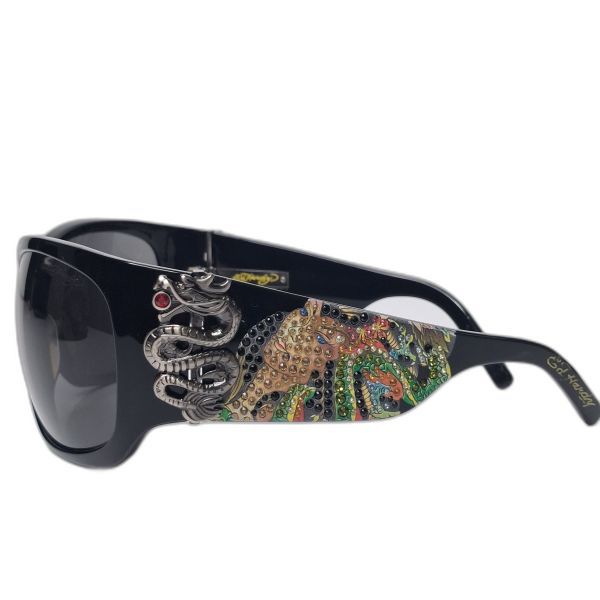 Ed Hardy EHS-024 Dragon Crystal-Embellished Sunglasses, Black