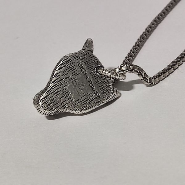 Gucci Anger Forest Wolf Head Pendant Necklace 