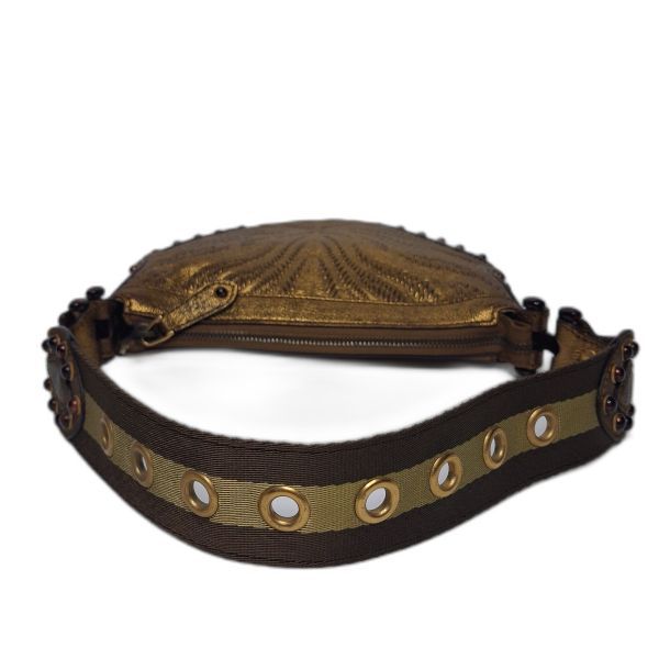 Gucci Gold Embossed Studded Hobo Bag