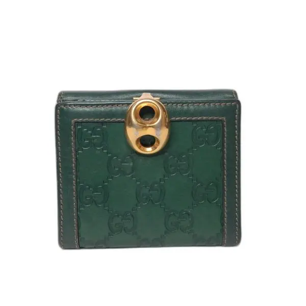 Gucci Green Guccissima Compact Flap Wallet