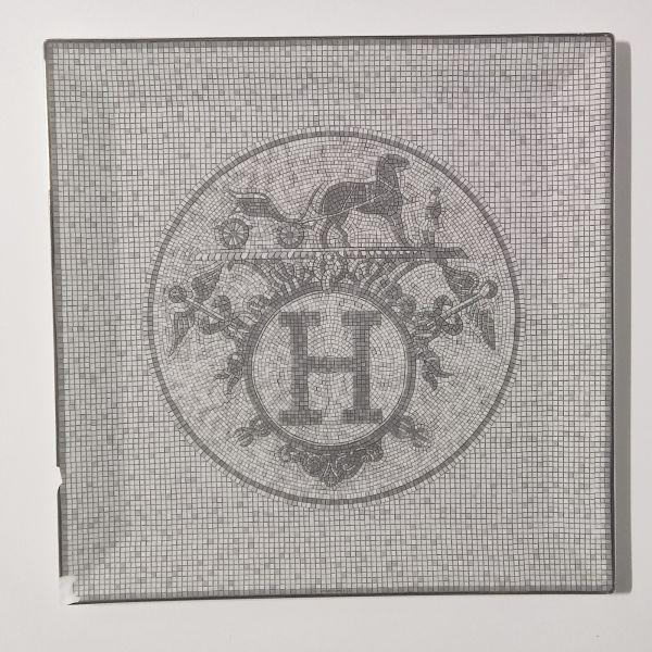 Hermes Mosaique au 24 Square Plate 23 x 23 cm Platinum Silver porcelain 