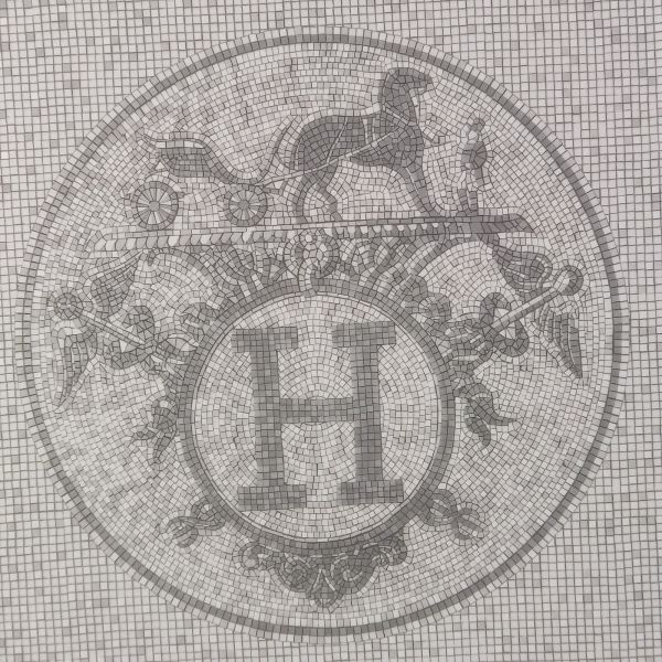 Hermes Mosaique au 24 Square Plate 23 x 23 cm Platinum Silver porcelain 