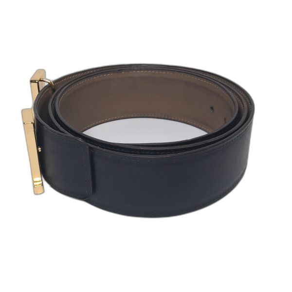 Hermès Black and Brown Reversible H Belt with Gold Buckle