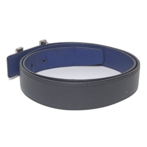 Hermès Grey and Blue Reversible Leather Belt Strap