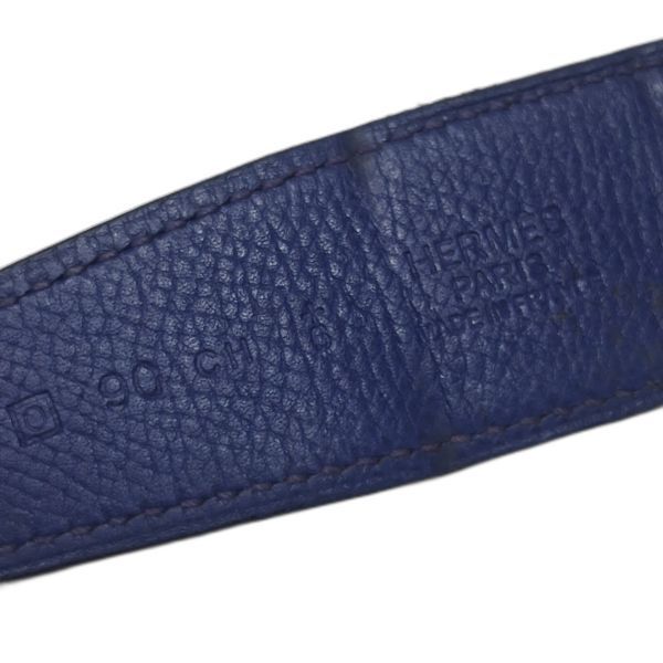 Hermès Grey and Blue Reversible Leather Belt Strap