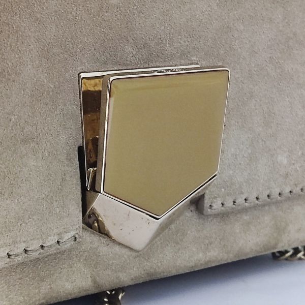 Jimmy Choo Beige Suede Leather Lockett City Shoulder Bag