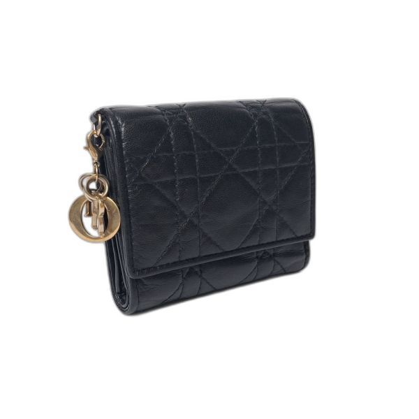 Lady Dior Black Cannage Lambskin Trifold Wallet
