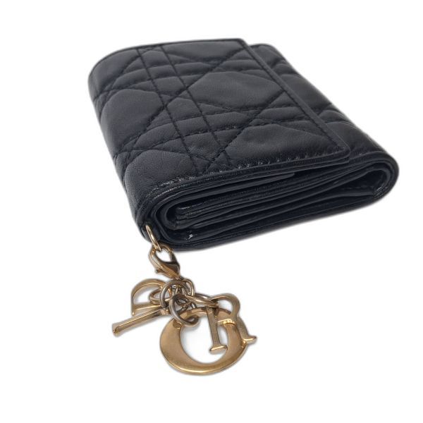 Lady Dior Black Cannage Lambskin Trifold Wallet
