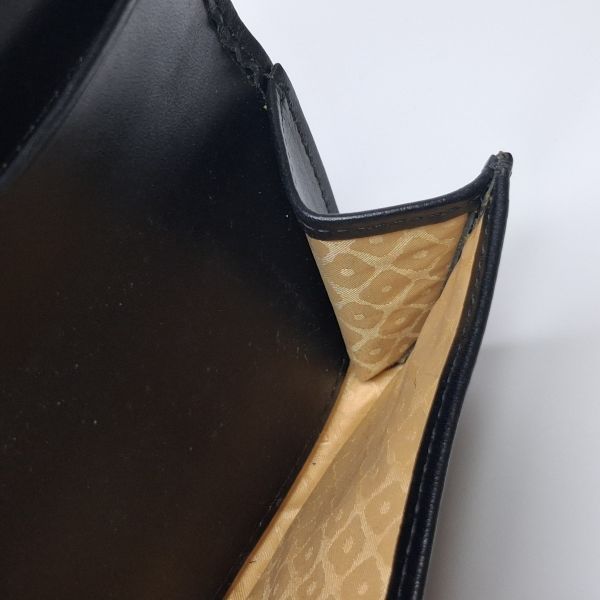 Longchamp Black Leather Compact Flap Wallet