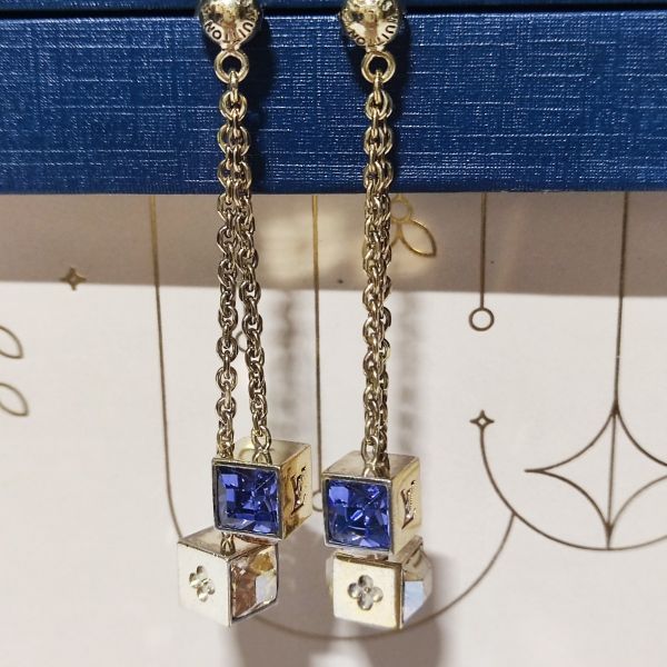 Louis Vuitton Crystal 'LV' Gamble Drop Earrings