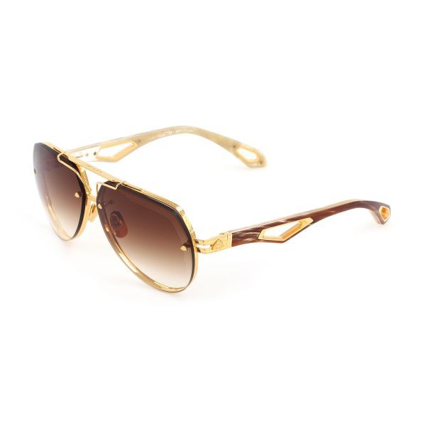 Maybach The King I 24K Gold Plated Titanium Sunglasses with Walnut Burr Temples