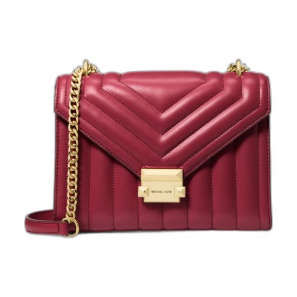 Michael Kors Cherry Quilted Leather Whitney Medium Chain Shoulder Bag