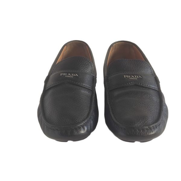 Prada Leather Logo Driving Loafer 2DD165 Black 