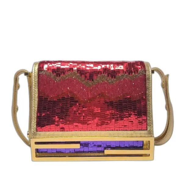 Red Sequin Beaded Evening Clutch