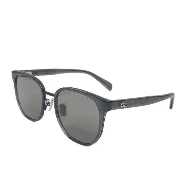 Salvatore Ferragamo SF2056SLBK Black Gancini Sunglasses with Green Lenses