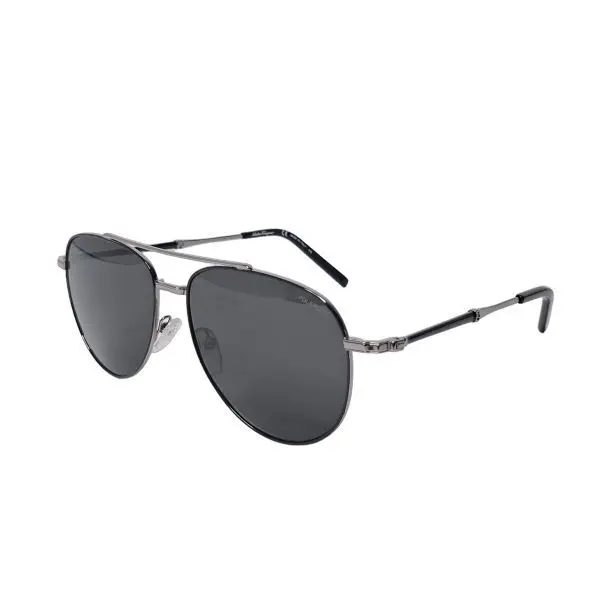 Salvatore Ferragamo SF226SP Gunmetal Aviator Polarized Sunglasses