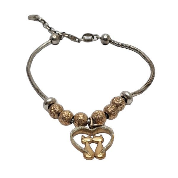 Stroili Sterling Silver Charm Bracelet with Crystal Heart