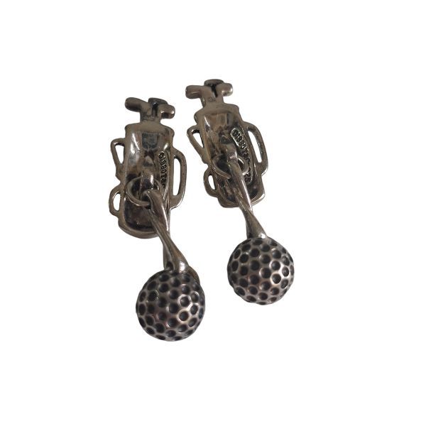 Tiffany & Co. 1990 Sterling Silver Golf Bag & Ball Clip Earrings