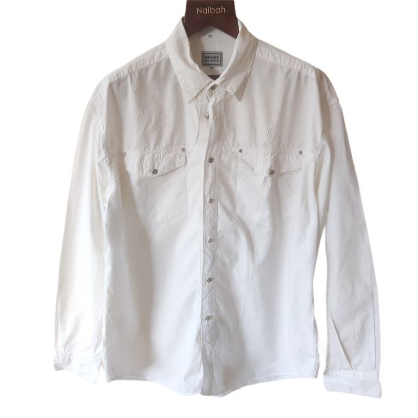 Versace Jeans Couture White Cotton XXL Long Sleeve Shirt