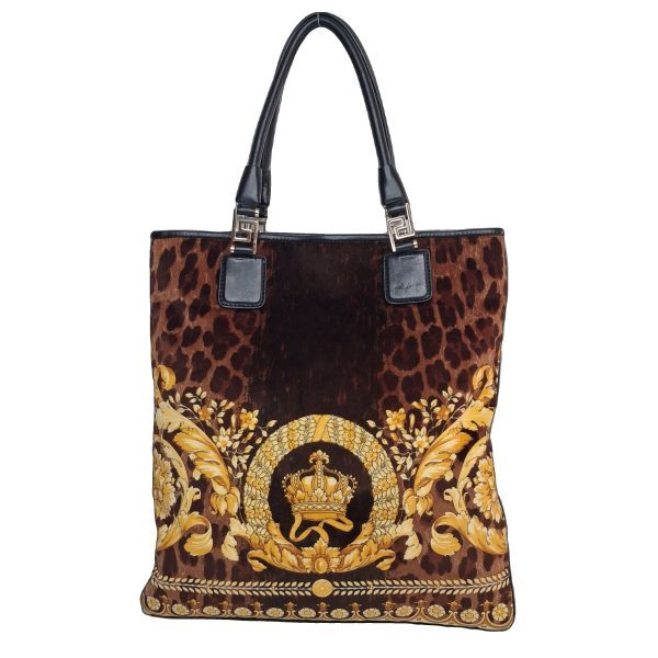 Versace Leopard Barocco Print Tote Bag