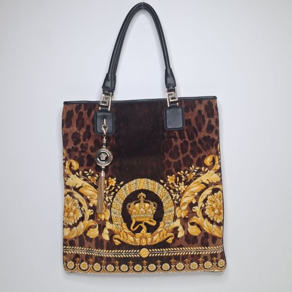 Versace Leopard Barocco Print Tote Bag