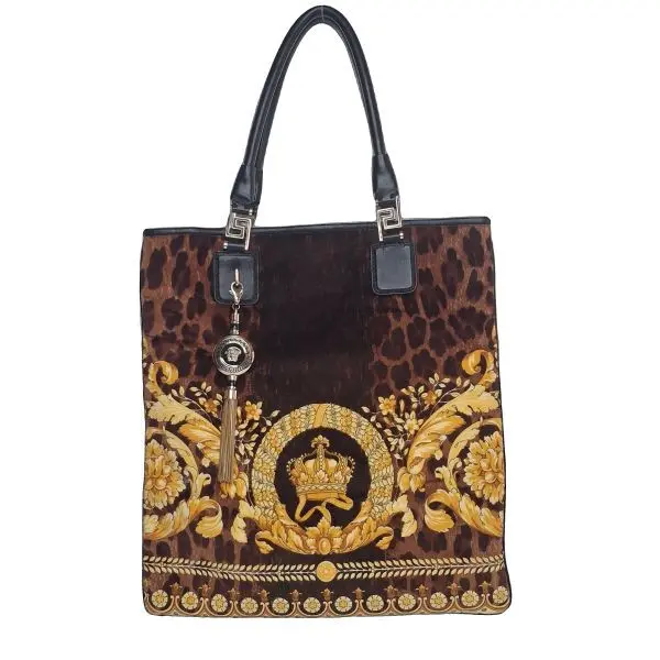Versace Leopard Barocco Print Tote Bag