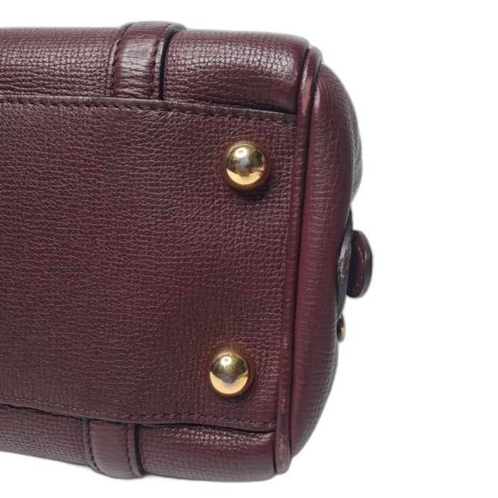 Burberry Burgundy Leather Bowling Bag