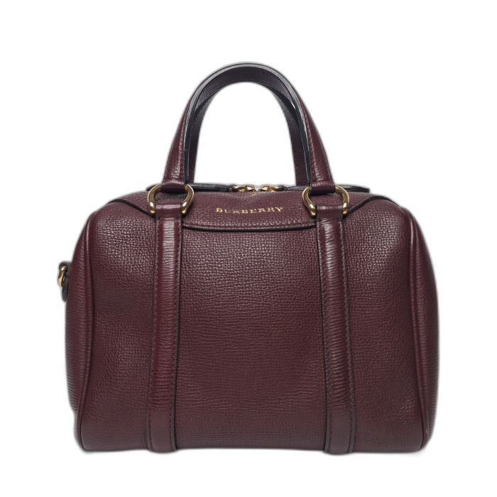 Burberry Burgundy Leather Bowling Bag