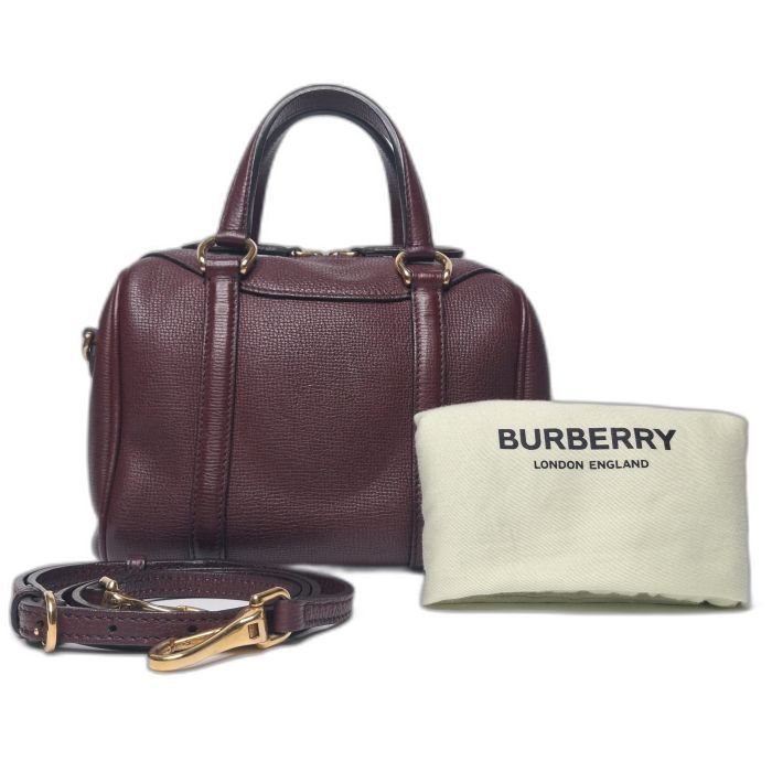Burberry Burgundy Leather Bowling Bag