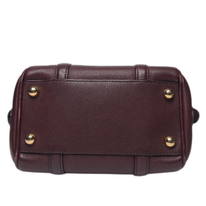 Burberry Burgundy Leather Bowling Bag