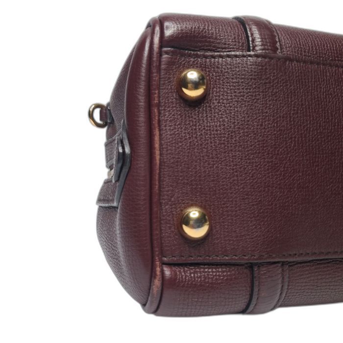 Burberry Burgundy Leather Bowling Bag