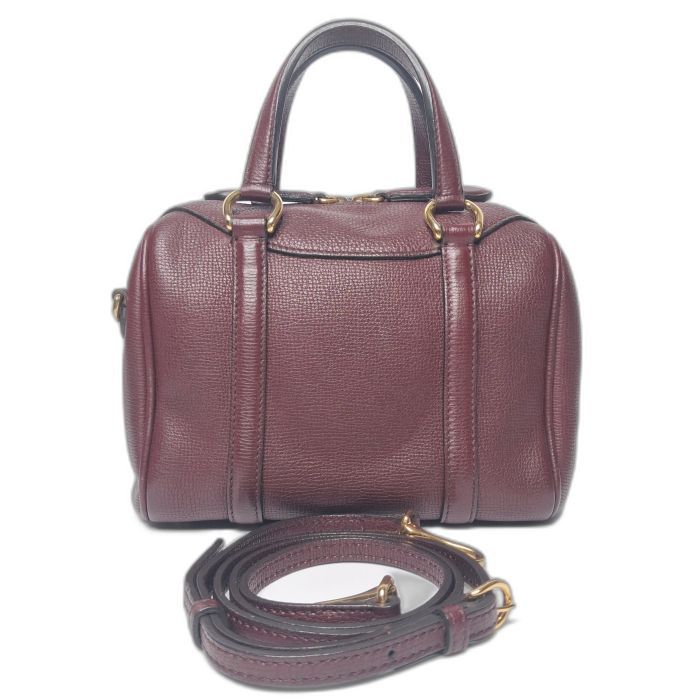 Burberry Burgundy Leather Bowling Bag