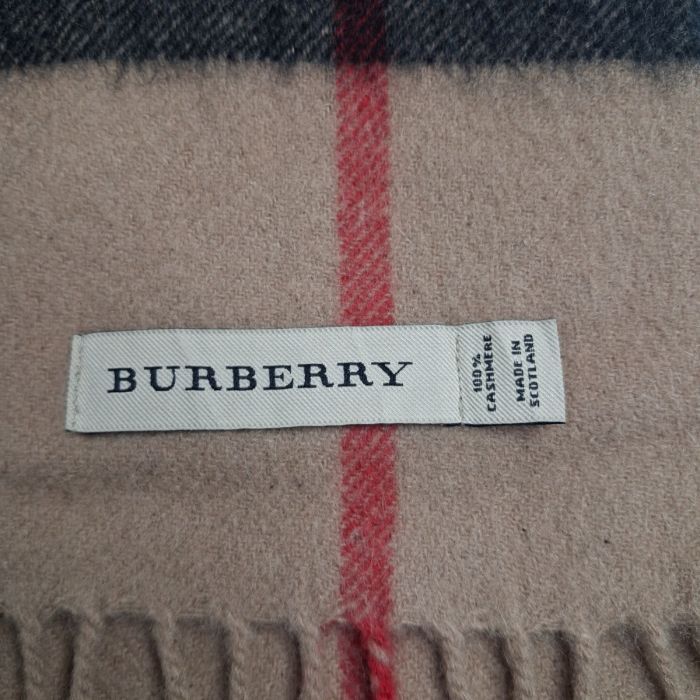Burberry Camel Nova Check Cashmere Fringed Scarf